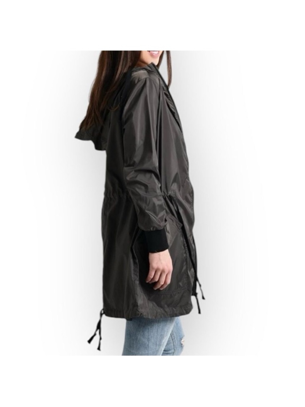BB DAKOTA Black Zip Up Hooded Parka Windbreaker Jacket Gorpcore Anorak S